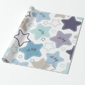 Oh Boy Blue Green Stars Baby Shower Baby Geschenk Geschenkpapier (Ungerollt)