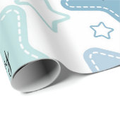 Oh Boy Blue Green Stars Baby Shower Baby Geschenk Geschenkpapier (Rolleneckpunkt)