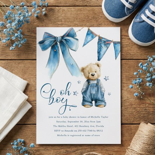 Oh Boy | Blue Jean Baby Denim Baby Shower Einladung