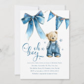 Oh Boy | Blue Jean Baby Denim Baby Shower Einladung (Vorderseite)