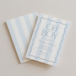 Oh Boy Blue Modern Striped Baby Shower Einladung