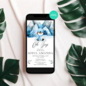 Oh Boy Blue Pinguine Winter Baby Dusche Einladung