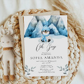 Oh Boy Blue Pinguine Winter Baby Dusche Einladung