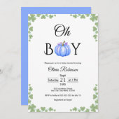 Oh Boy Blue Pumpkin Fall Baby Dusche Einladung (Vorne/Hinten)