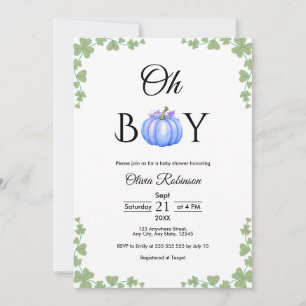 Oh Boy Blue Pumpkin Fall Baby Dusche Einladung