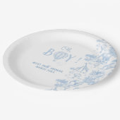 Oh, Boy Blue Toile Safari Animal Baby Dusche Pappteller (Schrägansicht)