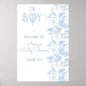 Oh Boy Blue Toile Safari Animal Baby Shower Poster (Vorne)