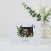 Oh Boy Blue Ultrasound Foto Ankündigungspostkarte (Stehend Vorderseite)