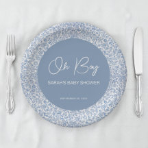 Oh Boy Blue und White Floral Muster Baby Dusche