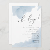Oh Boy Blue Watercolor Baby Dusche Einladung (Vorne/Hinten)
