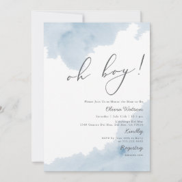 Oh Boy Blue Watercolor Baby Dusche Einladung