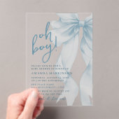 Oh Boy Blue Watercolor Bow Baby Shower Acryleinladungen (Insitu (Handheld))
