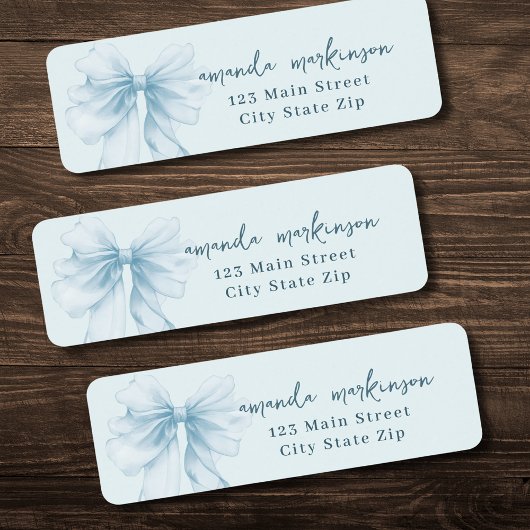 Oh Boy Blue Watercolor Bow Baby Shower address
