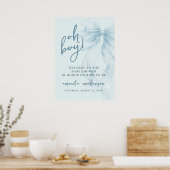Oh Boy Blue Watercolor Bow Baby Shower Welcome Poster (Küche)