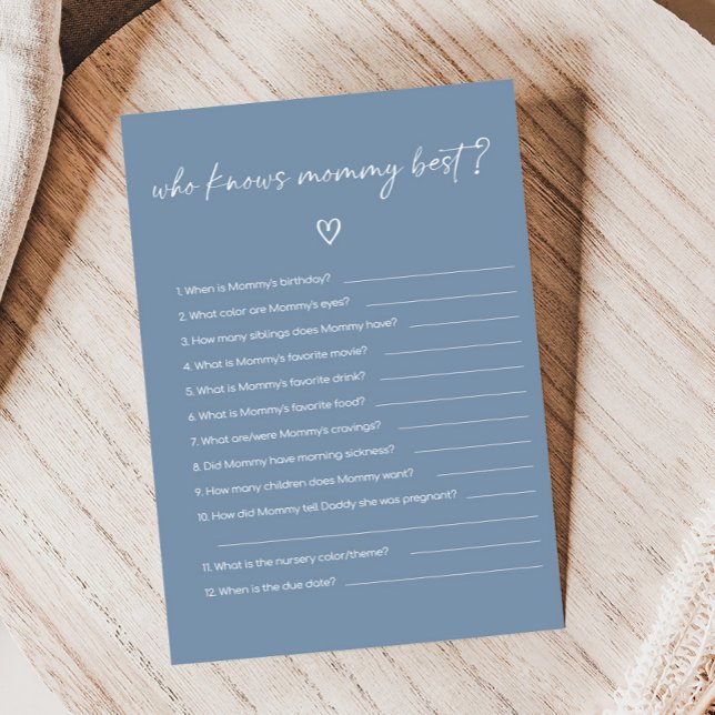 Oh Boy Boho Minimalist Baby Shower Who knows Game (Modern Oh Boy Baby Shower Game)