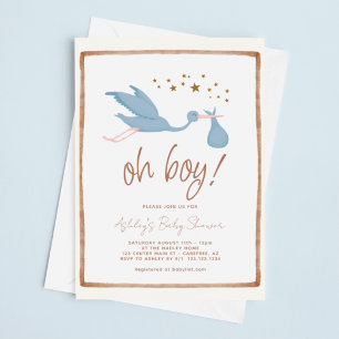 Oh Boy Boho Stork Baby Dusche Einladung