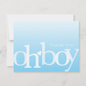 OH BOY Bold Overlay Light Blue Modern Baby Dusche Dankeskarte (Vorderseite)