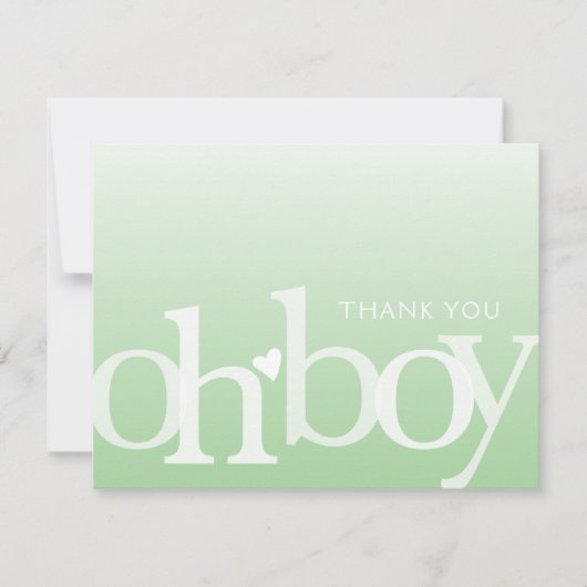 OH BOY Bold Overlay Light Green Modern Baby Dusche Dankeskarte (Vorderseite)