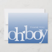 OH BOY Bold Overlay Navy Blue Modern Baby Dusche Dankeskarte (Vorderseite)
