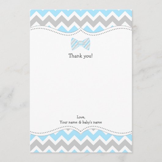 OH BOY Bow Krawatte Boy Baby Dusche danke Mitteilungskarte (Vorderseite)