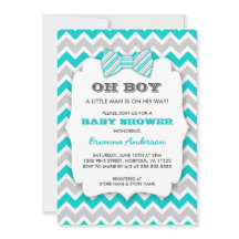 OH BOY Bowtie Babydusche / türkisblau Zickzack