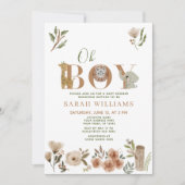 Oh Boy Brown Boho Safari Animals Dusche Einladung (Vorderseite)