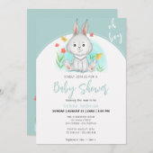 Oh Boy | Bunny Rabbit Baby Shower Einladung (Vorne/Hinten)