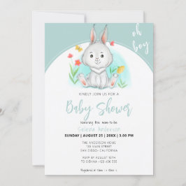 Oh Boy | Bunny Rabbit Baby Shower Einladung