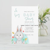 Oh Boy | Bunny Rabbit Baby Shower Einladung (Stehend Vorderseite)