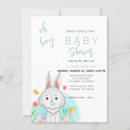 Oh Boy | Bunny Rabbit Baby Shower Einladung