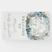Oh Boy Bunny Rabbit Blue Floral Baby Sprinkle Banner (Horizontal)