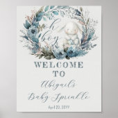 Oh Boy Bunny Rabbit Blue Floral Baby Sprinkle Poster (Vorne)