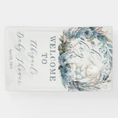 Oh Boy Bunny Rabbit Blue Floral Wreath Baby Dusche Banner (Horizontal)