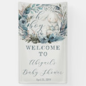 Oh Boy Bunny Rabbit Blue Floral Wreath Baby Dusche Banner (Vertikal)
