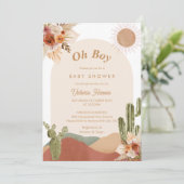 Oh Boy Cactus Desert Baby Shower Southwestern Einladung (Stehend Vorderseite)