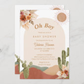 Oh Boy Cactus Desert Baby Shower Southwestern Einladung (Vorne/Hinten)