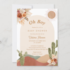 Oh Boy Cactus Desert Baby Shower Southwestern Einladung