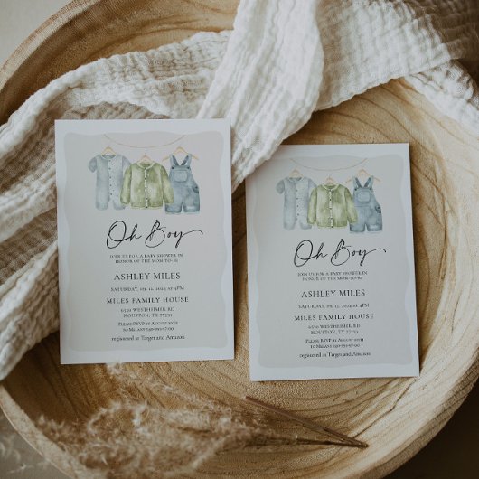 Oh Boy Clothes Baby Dusche Einladung