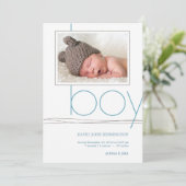 Oh, Boy Custom Foto Geburtsankündigung Ankündigung (Stehend Vorderseite)