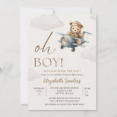 Oh Boy,  Cute Bear Baby shower boy Einladung (Vorderseite)