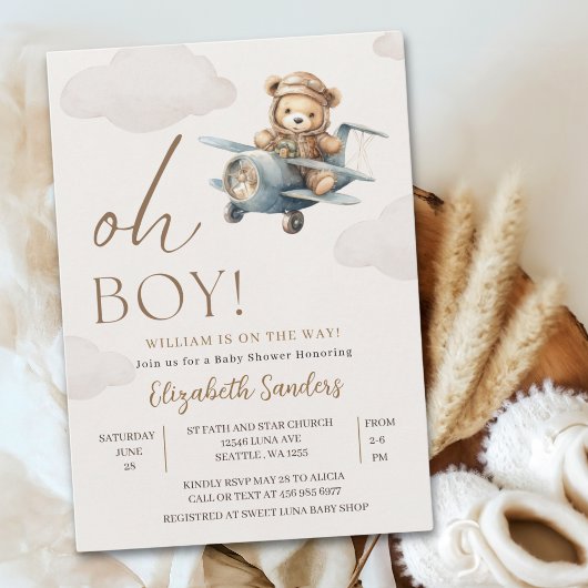 Oh Boy,  Cute Bear Baby shower boy Einladung