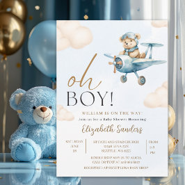 Oh Boy,  Cute Bear Baby shower boy Einladung