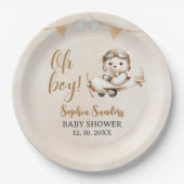 Oh Boy, Cute Bear Baby shower boy Pappteller (Vorderseite)