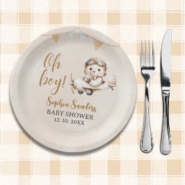 Oh Boy, Cute Bear Baby shower boy Pappteller