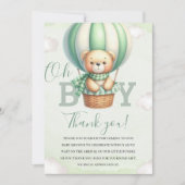 Oh Boy, Cute Green Bear Baby shower boy Dankeskarte (Vorderseite)