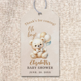 Oh Boy , Cute watercolor bear Baby shower Geschenkanhänger