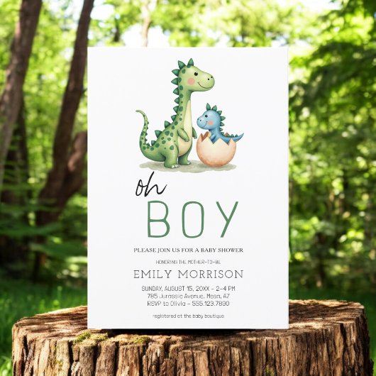 Oh Boy Dinosaur Niedlich Baby Boy Dusche Einladung