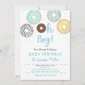 Oh Boy Donuts & Diapers Blue Baby Sprinkle Einladung (Vorderseite)