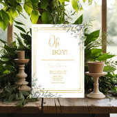Oh Boy Elegant Greenery & Gold Baby Dusche Einladung