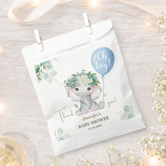Oh Boy Elephant Baby Dusche Niedlich Blue Balloon Geschenktütchen (Ausgeschnitten)